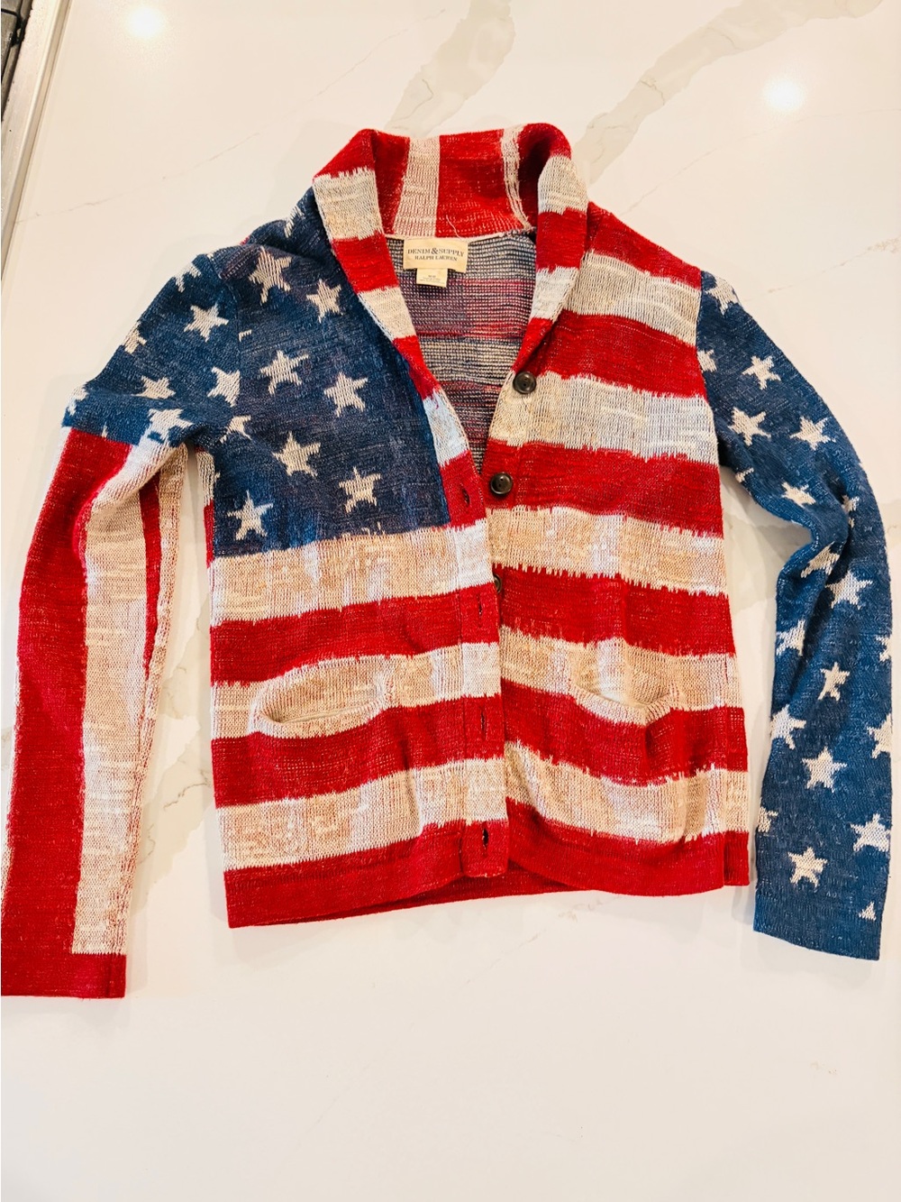 Women Ralph Lauren Denim & Supply Button Cardigan Sweater - Red/White/Blue
